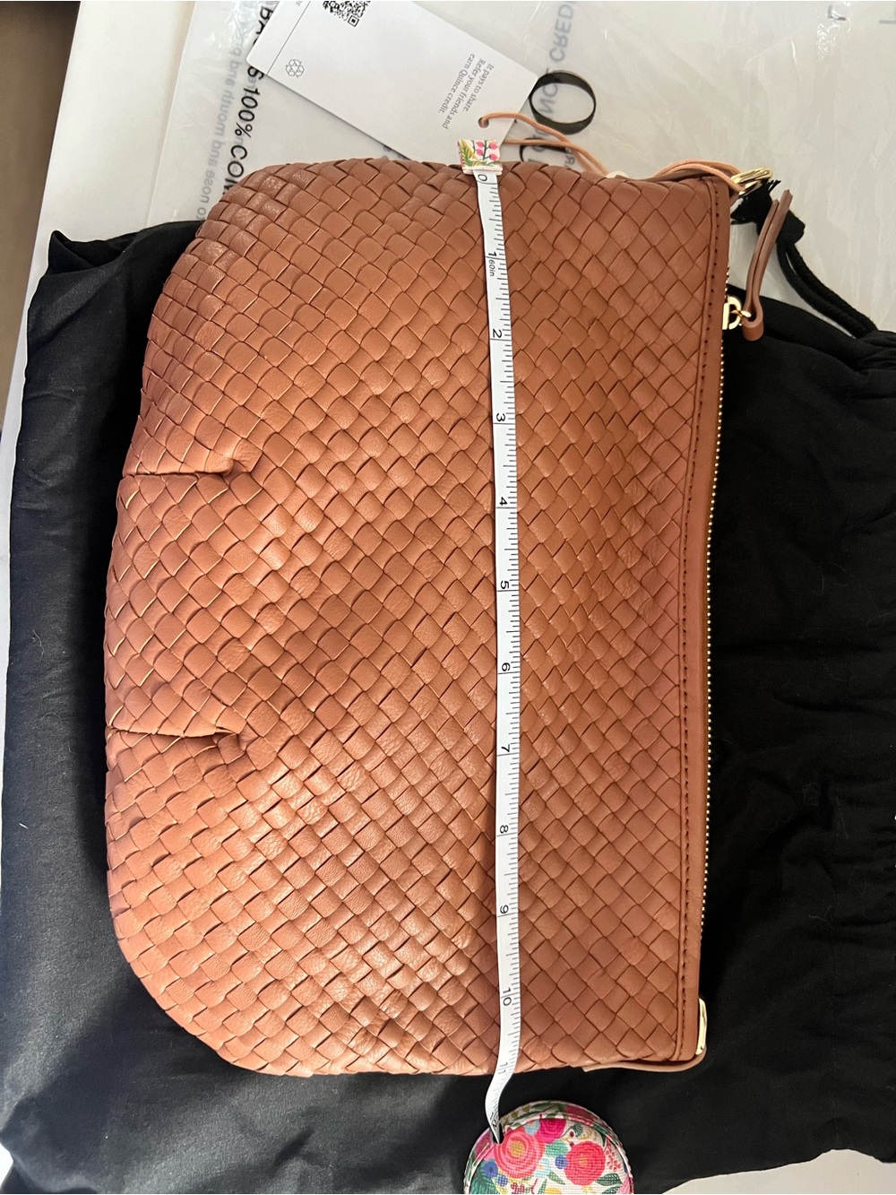 Quince Handwoven Leather Mini Shoulder Bag - Cognac - Picture 6 of 8